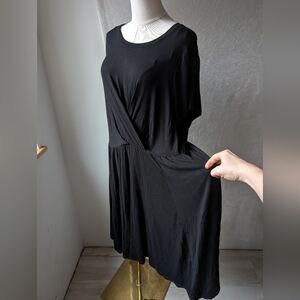 Torrid Super Soft 3x Rayon Midi Dress With Pockets Round Neck Waist Seam